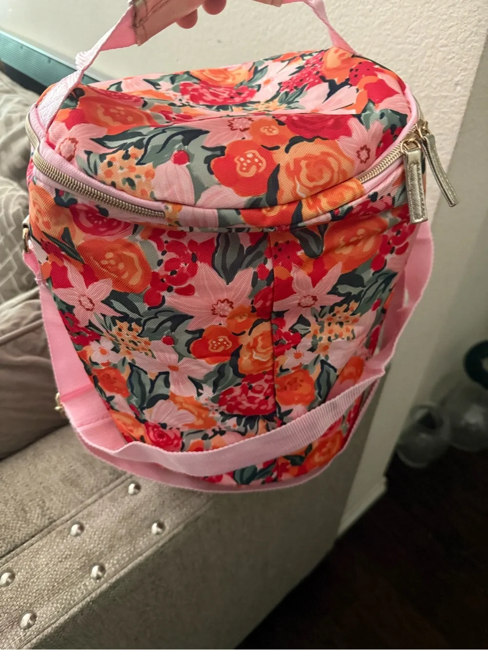 Floral Pink Insulated Lunch Bag Tote